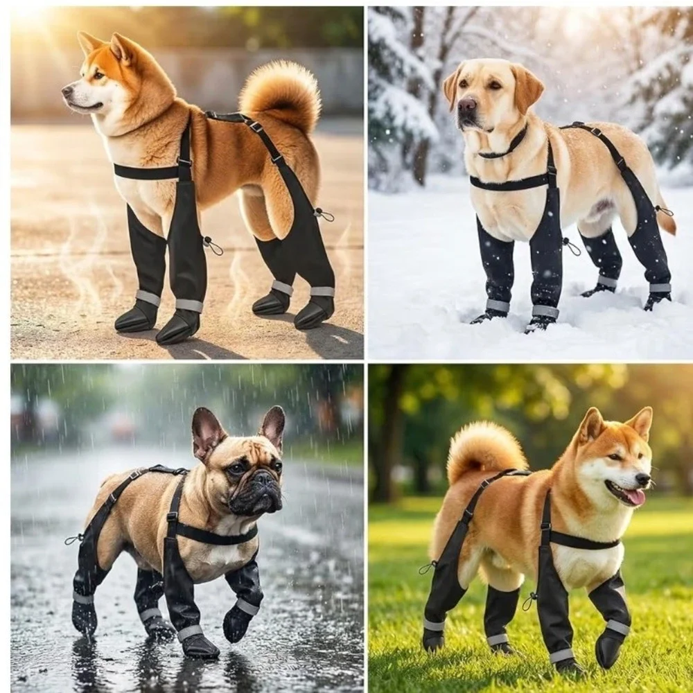 YINWANBB Dog Boots with Adjustable Suspenders Waterproof Anti-Slip Black XL O4
